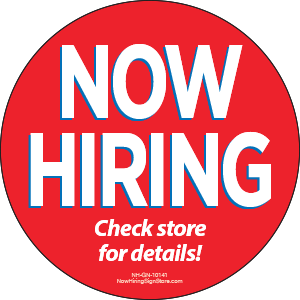 Now Hiring Sticker (Red)