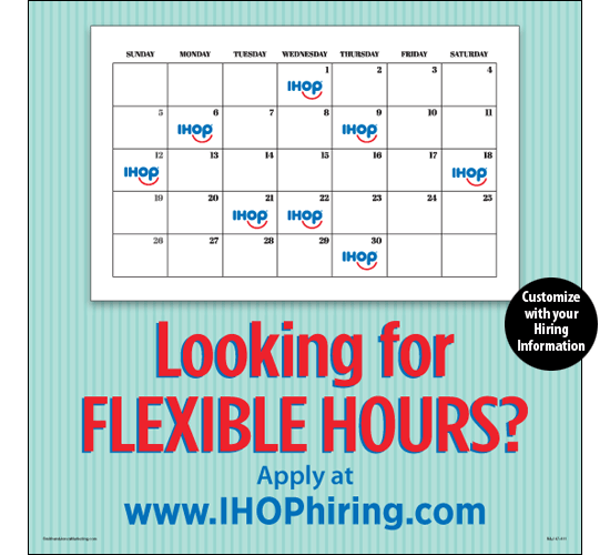 Flexible Hours Hiring Window Cling (Calendar) [3' x 3']